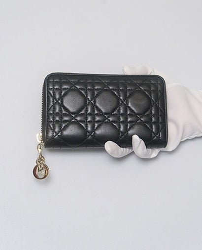 Dior Zippy Wallet, &pound;170, Handbags, Black, Lambskin Leather, Front view